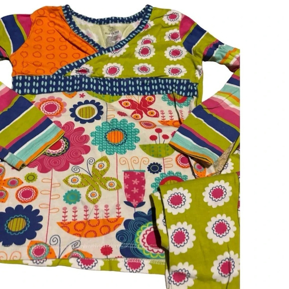 JELLY THE PUG EUC GIRLS PAJAMAS TOP BOTTOM COTTON ORANGE FALL WINTER SIZE 7 - Picture 3 of 6